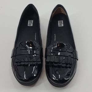 Fit flop black patent leather loafer. Size 10